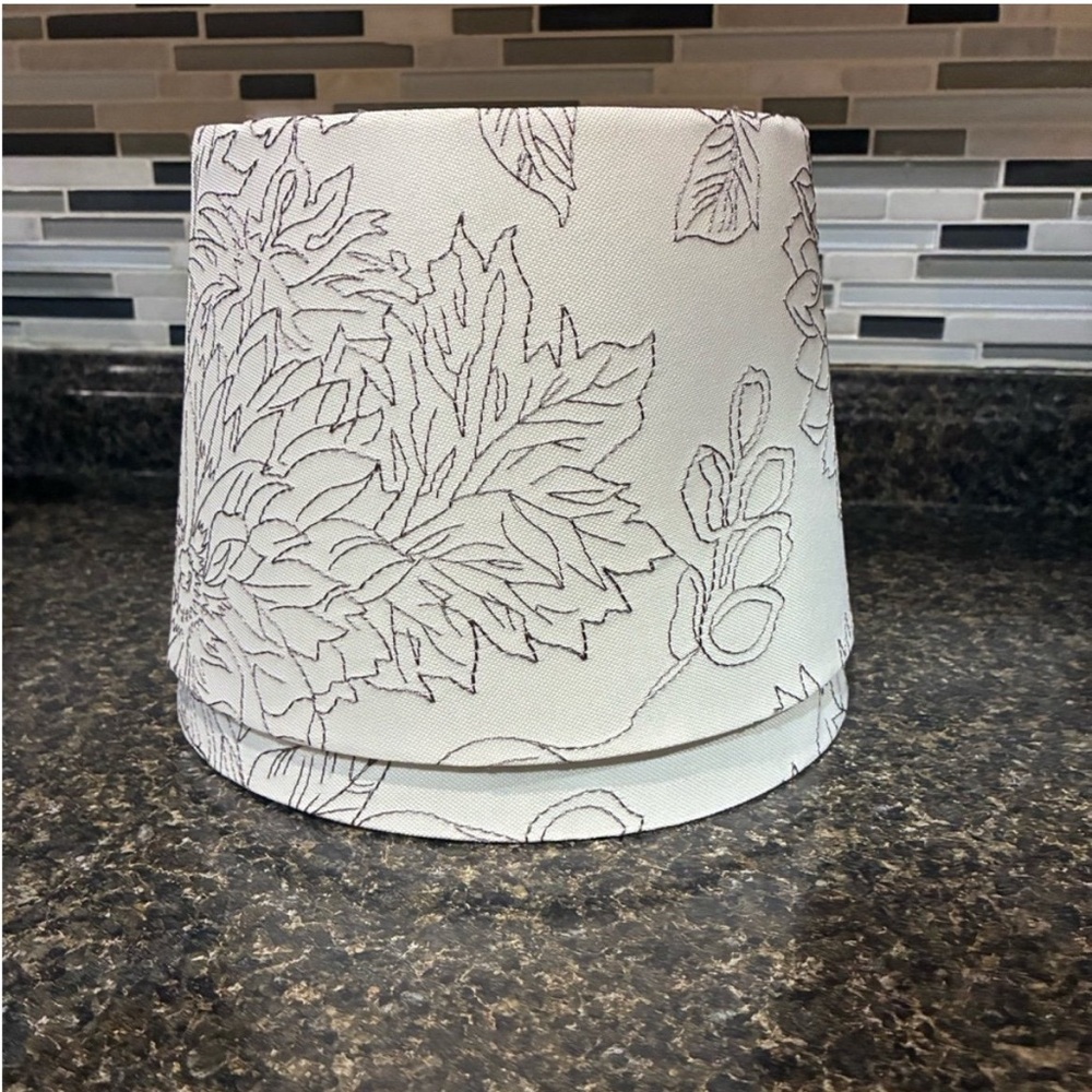 Toile Stitch Lamp Shade x2 shells Linen Drum Slip Uno Fitter 7" H x 8" W x 10" W - Picture 5 of 6